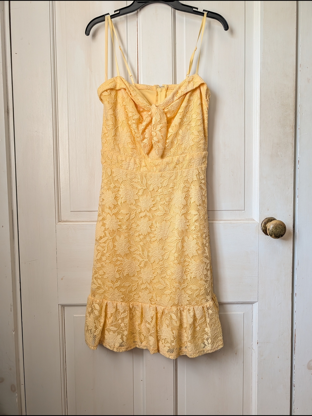 City Studio Yellow Lace Midi Dress with Ruffle Hem